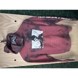 My Chemical Romance Red Tie-Dye Hoodie with Skeleton Graphic